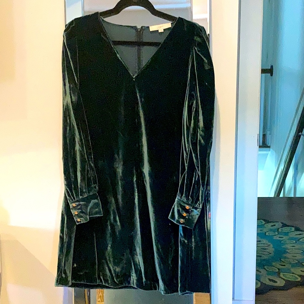 Pretty LOFT Jade velvet swing dress